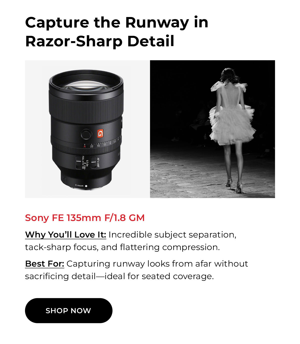 Sony FE 135mm f/1.8 GM Lens