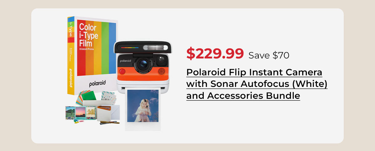 Polaroid Flip Instant Camera with Sonar Autofocus (White) and Accessories Bundle