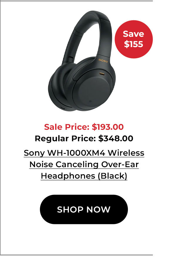 Sony WH-1000XM4 Wireless Noise Canceling Over-Ear Headphones (Black)
