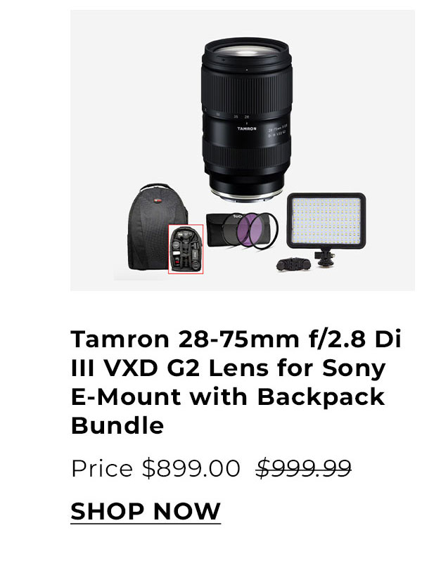 Tamron 28-75mm f/2.8 Di III VXD G2 Lens for Sony E-Mount with Backpack Bundle