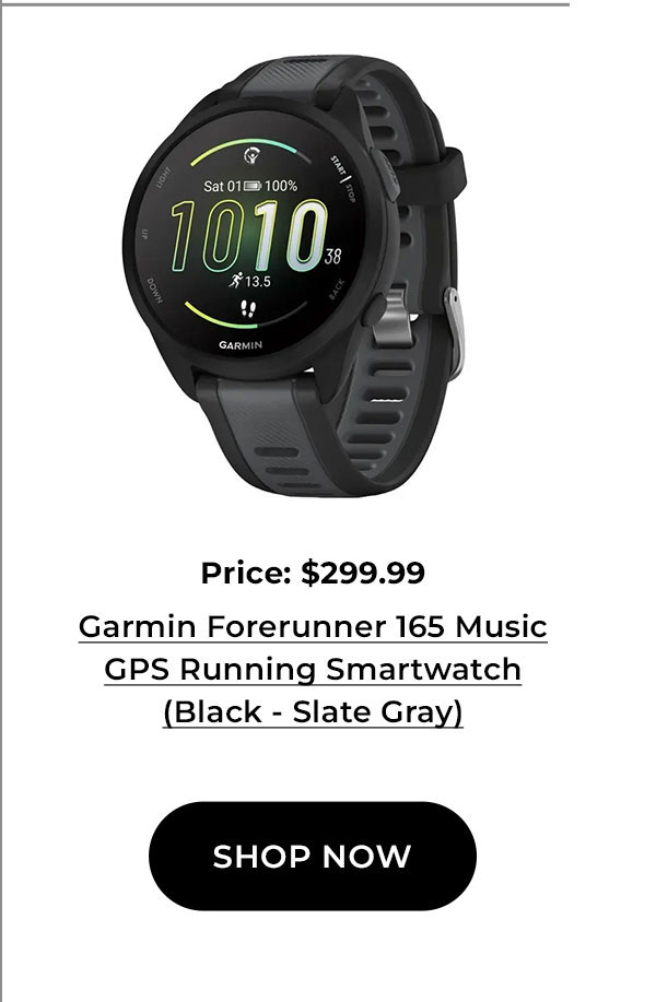 Garmin Forerunner 165 Music GPS Running Smartwatch (Black - Slate Gray)