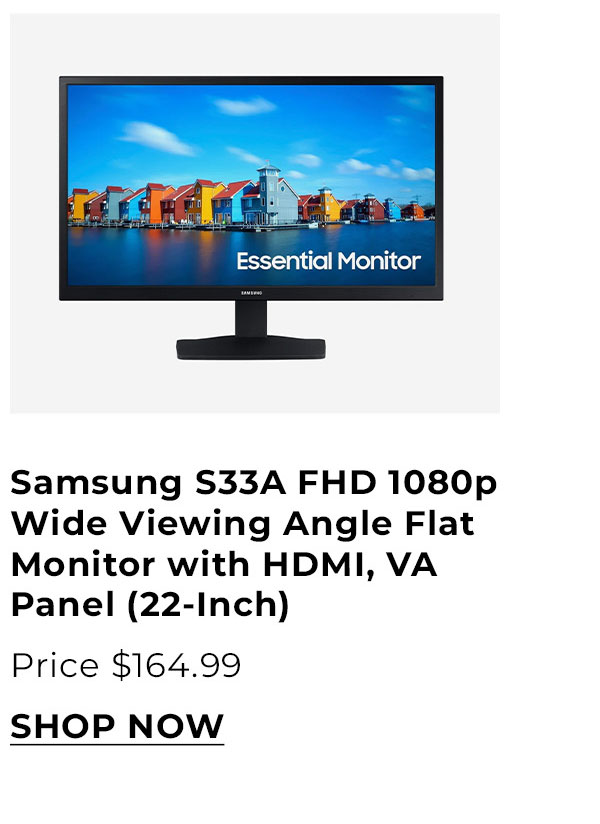 Samsung S33A FHD 1080p Wide Viewing Angle Flat Monitor with HDMI, VA Panel, and Eye Saver (22-Inch)