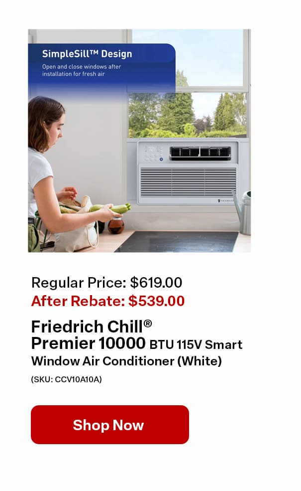 Friedrich Chill Premier 10000 BTU 115V Smart Window Air Conditioner White