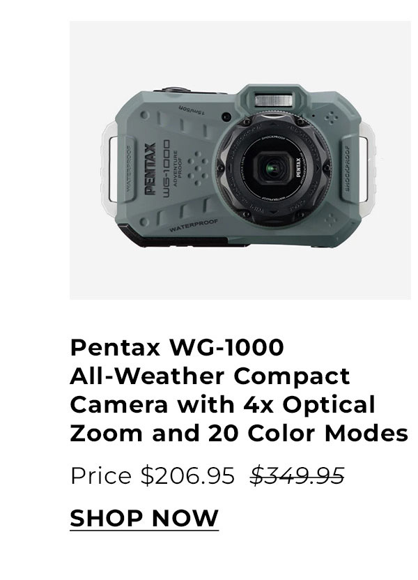 Pentax WG-1000 All-Weather Compact Camera with 4x Optical Zoom and 20 Color Modes (Olive)