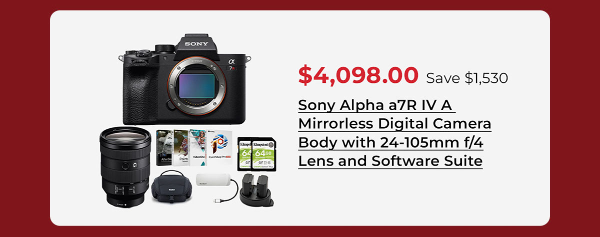 Sony Alpha a7R IV A Mirrorless Digital Camera Body with 24-105mm f/4 Lens and Software Suite