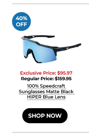 100% Speedcraft Sunglasses Matte Black HiPER Blue Lens