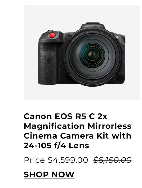 Canon EOS R5 C 2x Magnification Mirrorless Cinema Lightweight Camera Kit with 24-105 f/4 Lens
