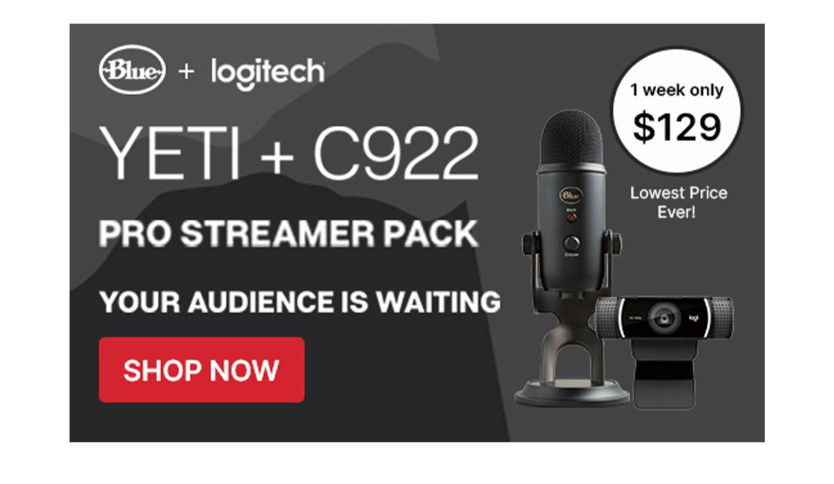 Blue Microphones Yeti USB Blackout Microphone Plus C922 Pro Streamer HD Webcam