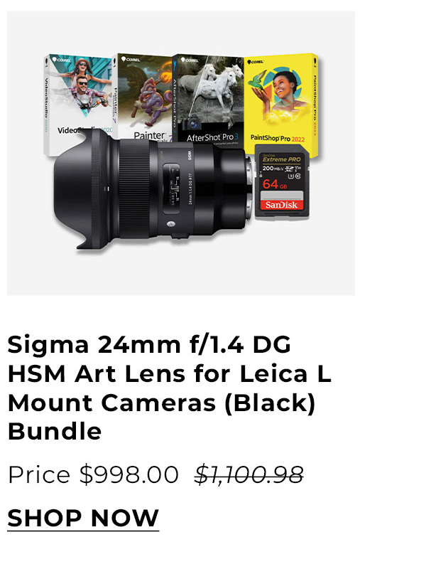 Sigma 24mm f/1.4 DG HSM Art Lens for Leica L Mount Cameras (Black) Bundle