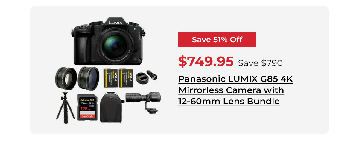 Panasonic LUMIX G85 4K Mirrorless Camera with 12-60mm Lens and Microphone Bundle