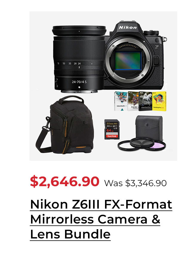 Nikon Z6III FX-Format Mirrorless Camera with NIKKOR Z 24-70mm f4 S Lens Deluxe Accessory Bundle