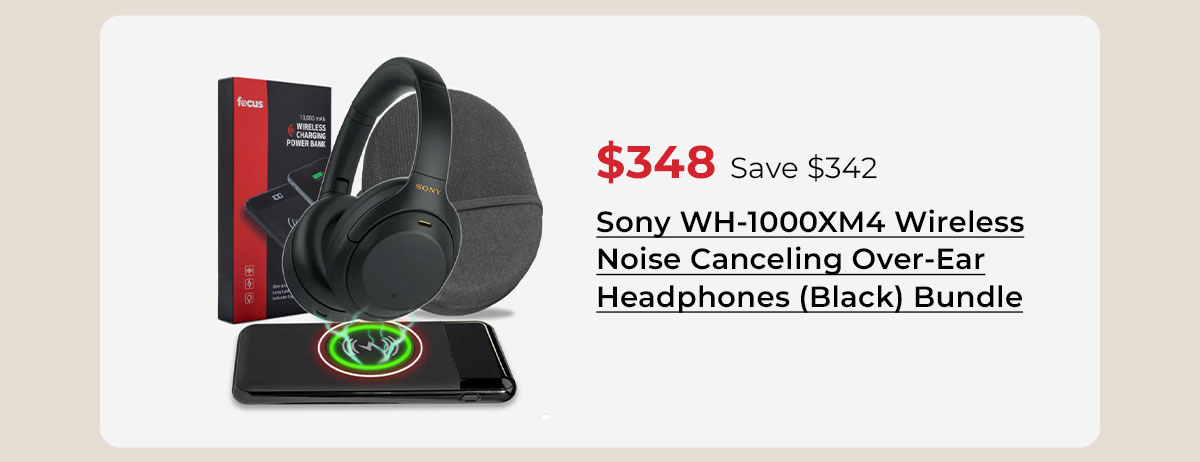 Sony WH-1000XM4 Wireless Noise Canceling Over-Ear Headphones (Black) Bundle