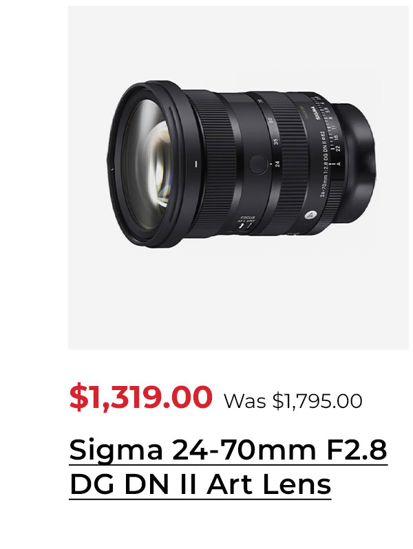 Sigma 24-70mm F2.8 DG DN II Art Lens with High Sharpness and Water-Resistant Design (L-Mount)