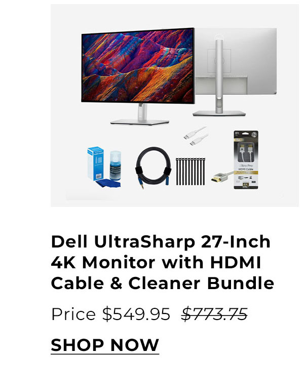 Dell U2723QE UltraSharp 27-Inch 4K USB-C Hub Monitor with HDMI Cable and Screen Cleaner Bundle