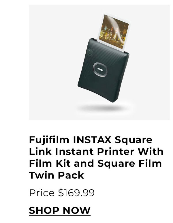 Fujifilm INSTAX Square Link Instant Printer (Green) With Film Kit and Square Film Twin Pack
