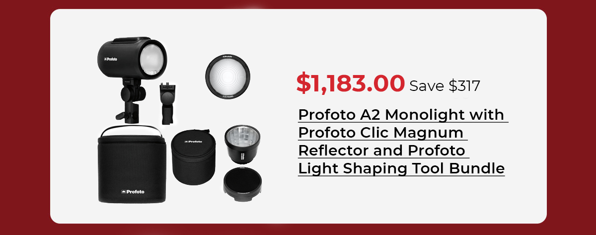 Profoto A2 Monolight with Profoto Clic Magnum Reflector and Profoto Light Shaping Tool Bundle