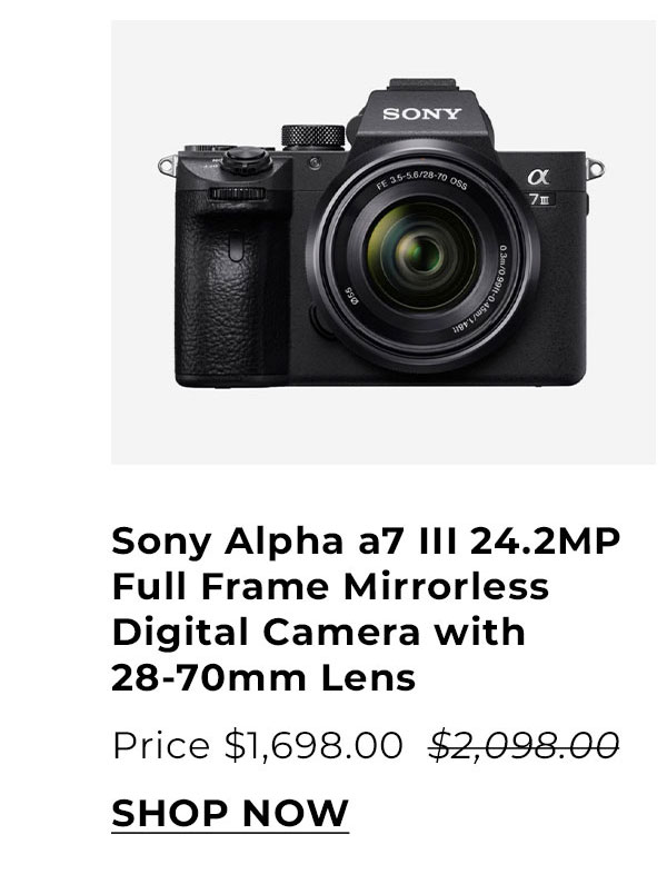 Sony Alpha a7 III 24.2MP Full Frame Mirrorless Digital Camera with 28-70mm Lens