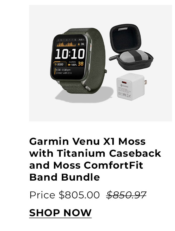 Garmin Venu X1 Moss with Titanium Caseback and Moss ComfortFit Band Bundle