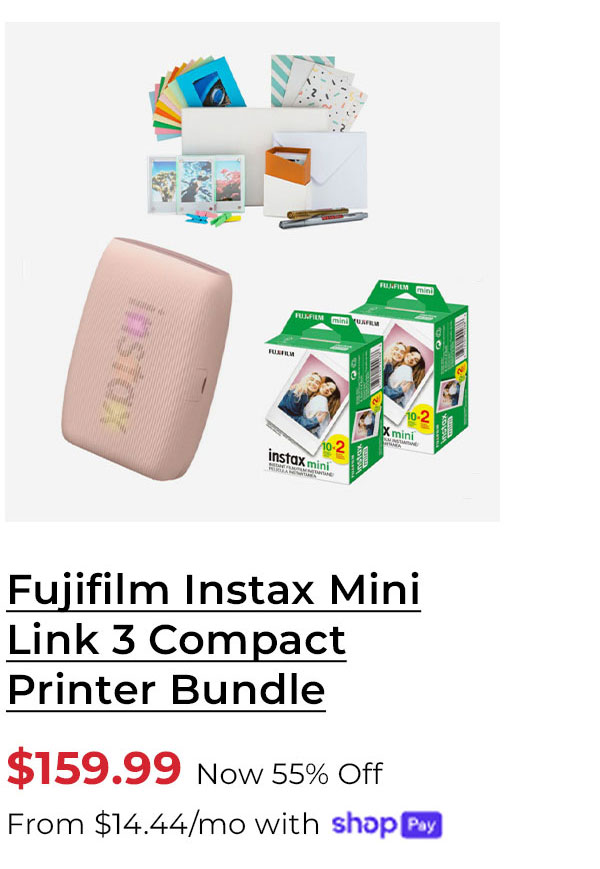Fujifilm Instax Mini Link 3 Compact Smartphone Printer with Instax AiR Studio App (Rose Pink) Bundle