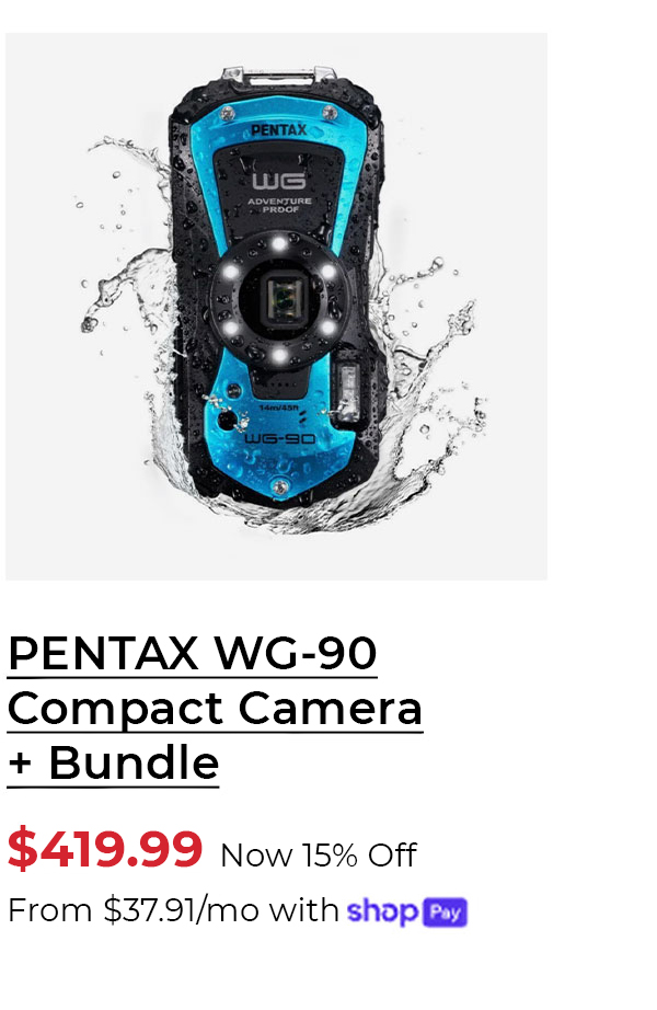 PENTAX WG-90 Compact Camera, Blue w. Accessory Cleaning Kit Bag and SanDisk 64GB Ultra SDXC UHS-I Memory Card