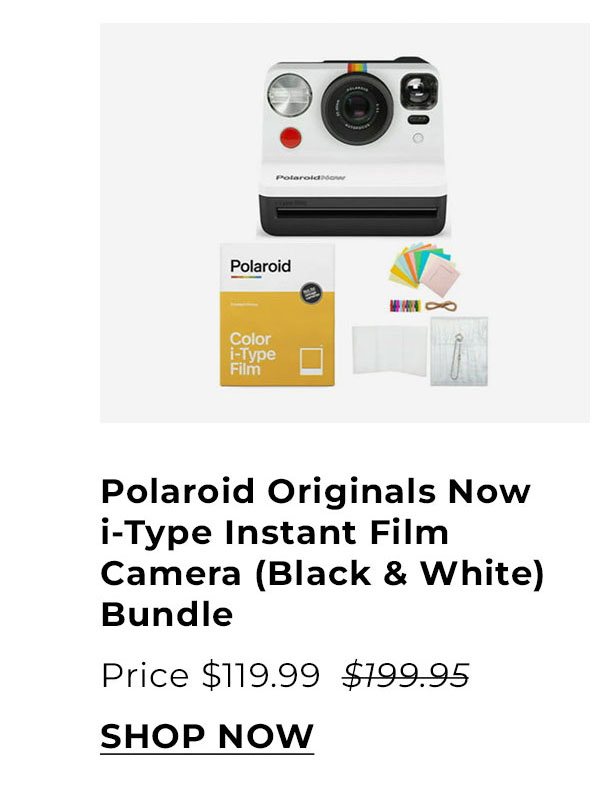 Polaroid Originals Now i-Type Instant Film Camera (Black and White) Bundle