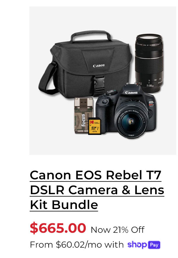 Canon EOS Rebel T7 DSLR Camera and EF 75-300mm Double Zoom Lens Kit Bundle