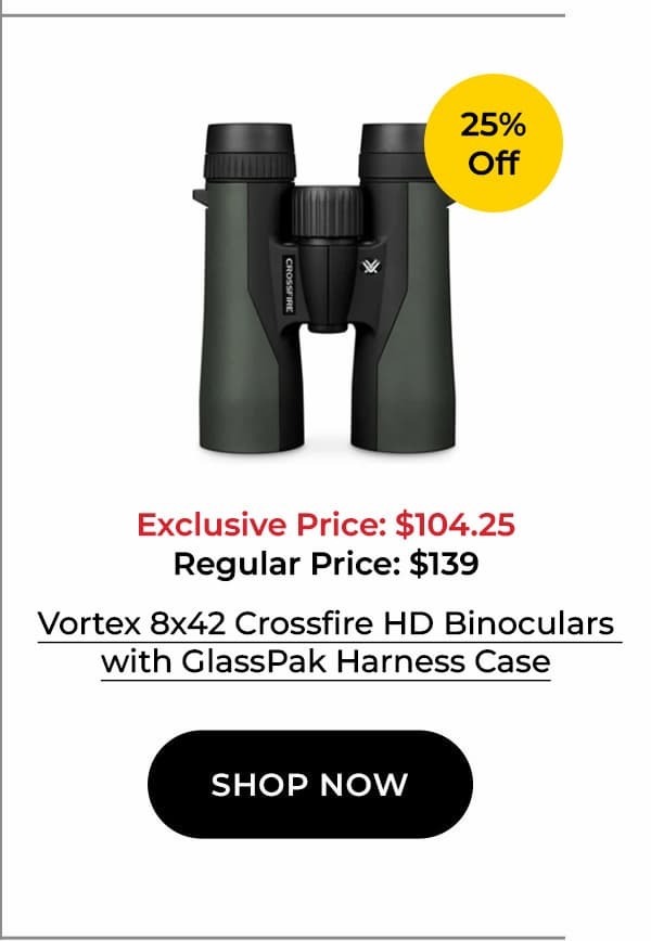 Vortex 8x42 Crossfire HD Roof Prism Binoculars with GlassPak Harness Case