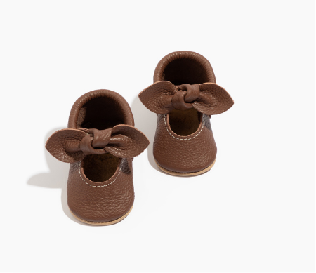 Chestnut Knotted Bow Baby Shoe