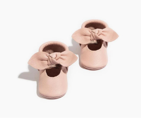 Blush knotted bow Baby Shoe