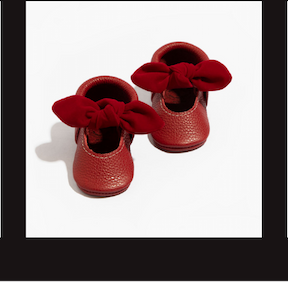 Red Velvet knotted Bow Baby Shoe