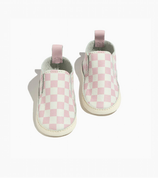 Petal Pink Check Slip On Baby Shoe