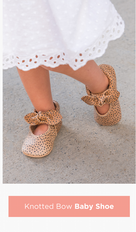 Almond Speckles Knotted Bow Baby Shoe