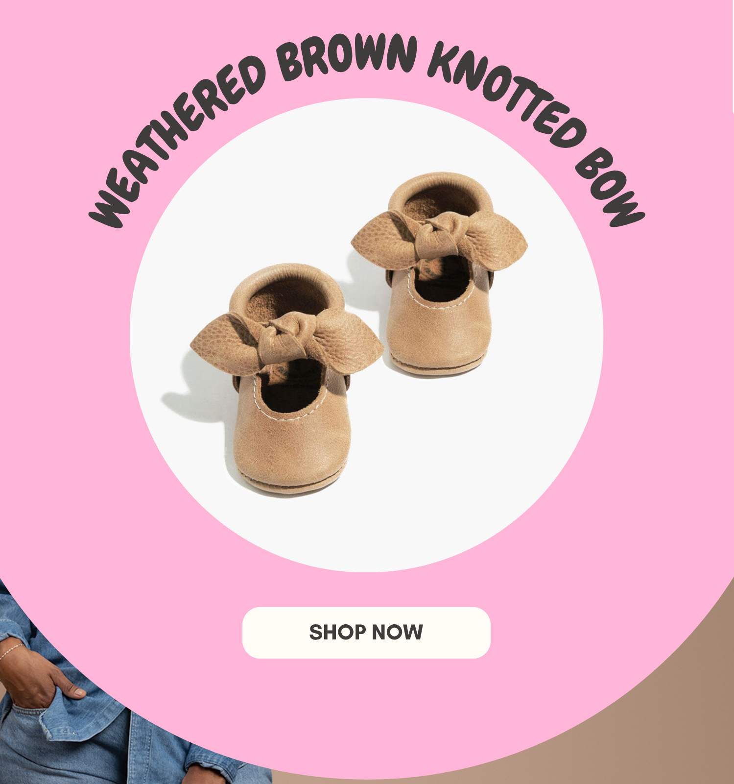 Weathered Brown Knotted Bow Shoe