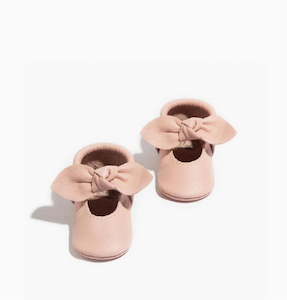 Blush Knotted Bow Baby Shoe