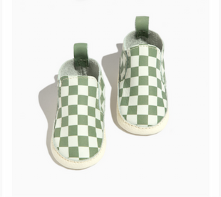 Sage Check Slip On Baby Shoe