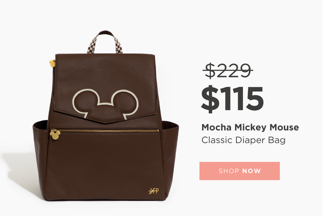 Disney Mocha Mickey Mouse Classic Diaper Bag II