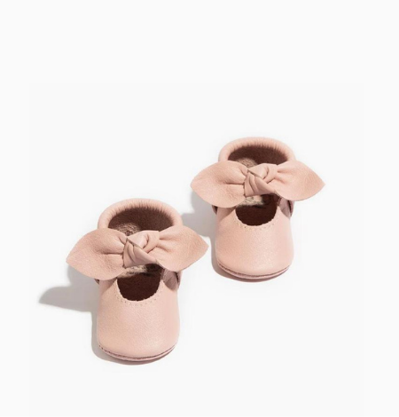 Blush Knotted Bow Baby Shoes