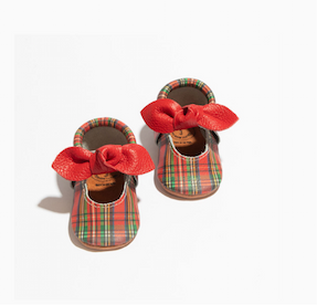 Holly Tartan Knotted Bow Baby shoe