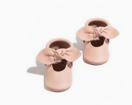 Blush Knotted Bow Baby Shoe