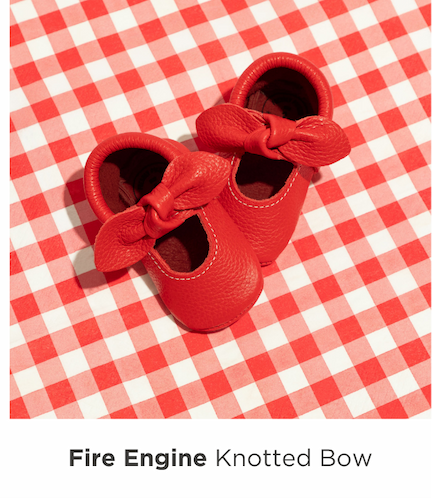 Fire Engine Knotted Bow Baby Shoe