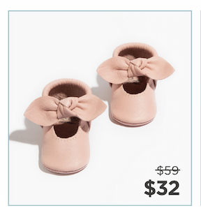 Blush Knotted Bow Baby Shoe