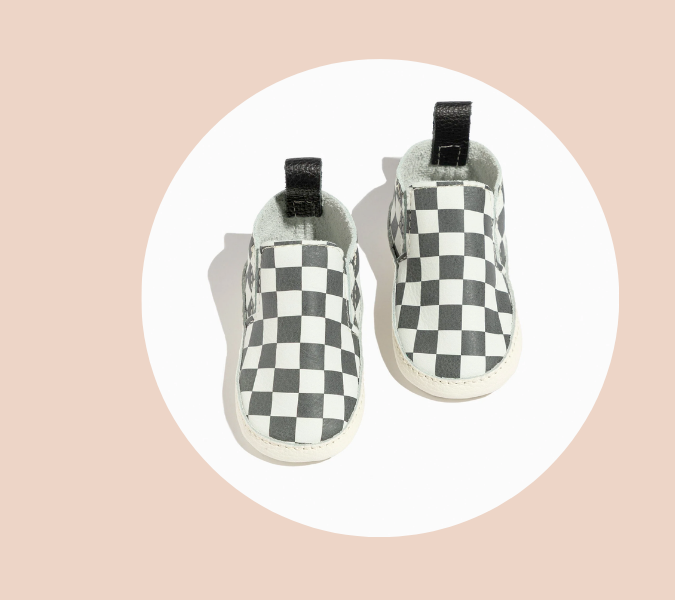 Ebony Check Slip on Baby Shoe