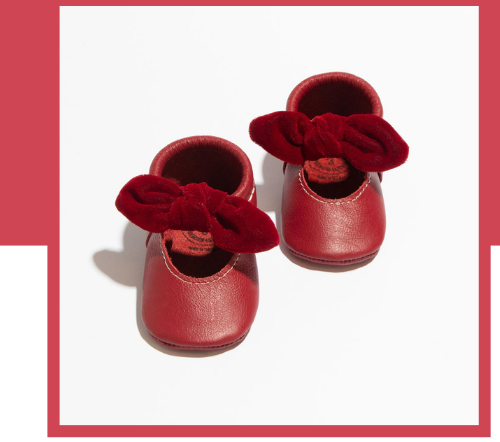 Red Velvet Knotted Bow Baby Shoe
