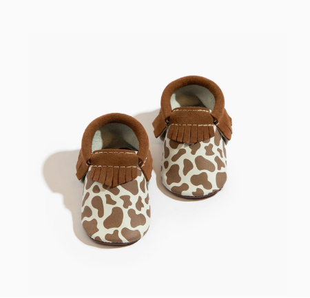 Suede Cow Print Moccasin