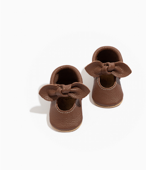 Chestnut Knotted Bow Baby Shoe