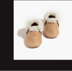 Weathered Brown Shearling Bow Baby Shoe