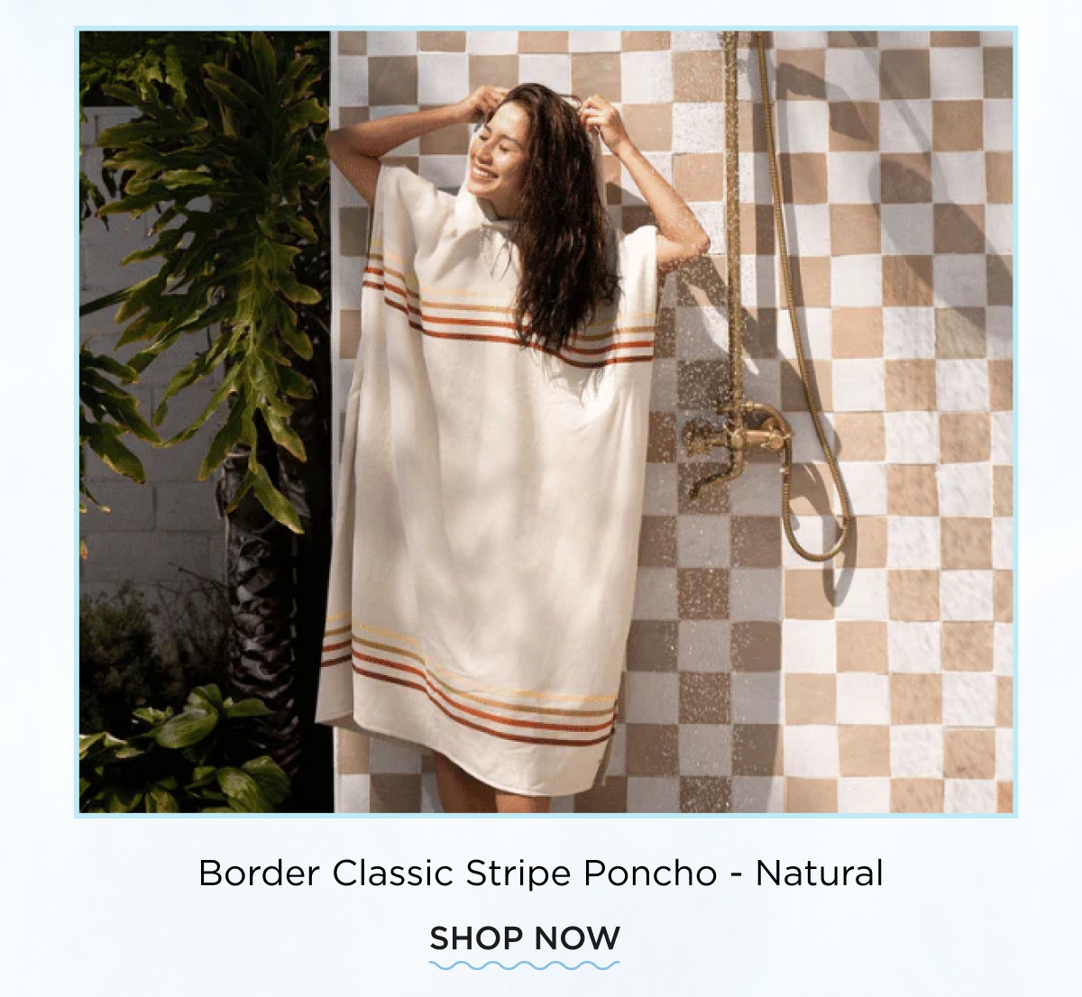 Border Classic Stripe Poncho - Natural [SHOP NOW]