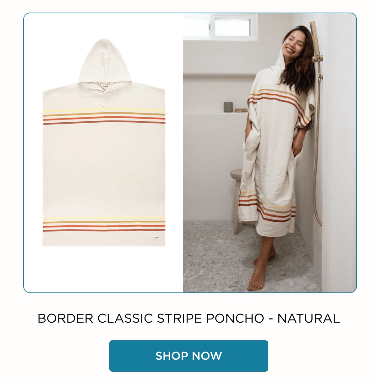BORDER CLASSIC STRIPE PONCHO - NATURAL [SHOP NOW]