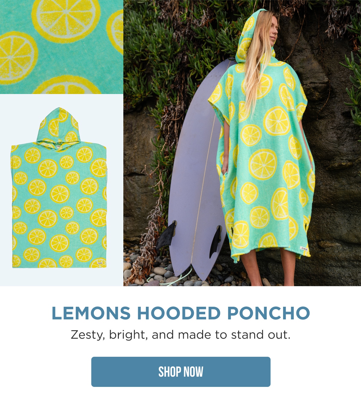 Lemons Hooded Poncho