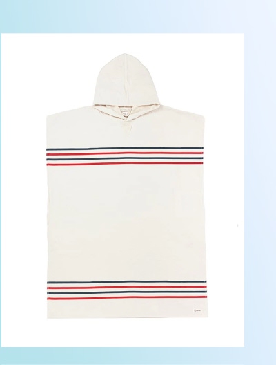 Border Classic Stripe Poncho - Red / Navy